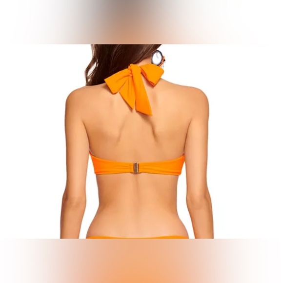Ramy Brook Marie Halter Bikini Top Bright Orange Size M - Picture 2 of 9